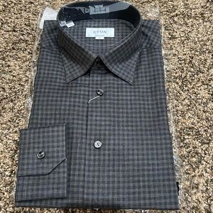 BRAND NEW-Eton black button down shirt- size 17/43 contemporary fit